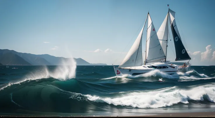 Sailing race in the waves