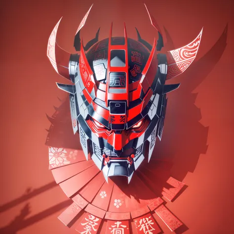 Optimus Prime ((Oni Hannya samurai mask with Kabutos ancient samurai helmet)))), (((Masterpiece))), Best Quality, ((The Japanese art of paper cutting by Kirigami)), ((Japanese Paper Cutting)), ((Complex paper cutting from multiple layers of paper)), ((Each...