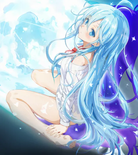 Anime girl with long blue hair sitting on the moon, white-haired god, rimuru tempest, anime girl with cosmic hair, wallpaper anime blue water, mikudayo, anime wallaper, tsuaii, asuna yuuki, Digital anime art!!, reincarnated as a slime, (Anime girl), Anime ...