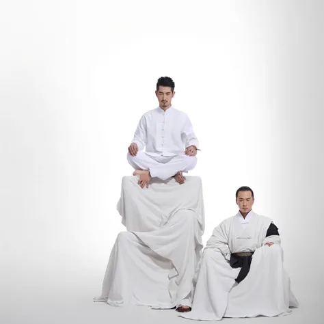 He is the head of the Wudang faction，seated on a throne，On the left and right columns stood his disciples