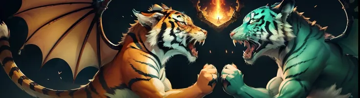 Tigers and dragons are fighting.