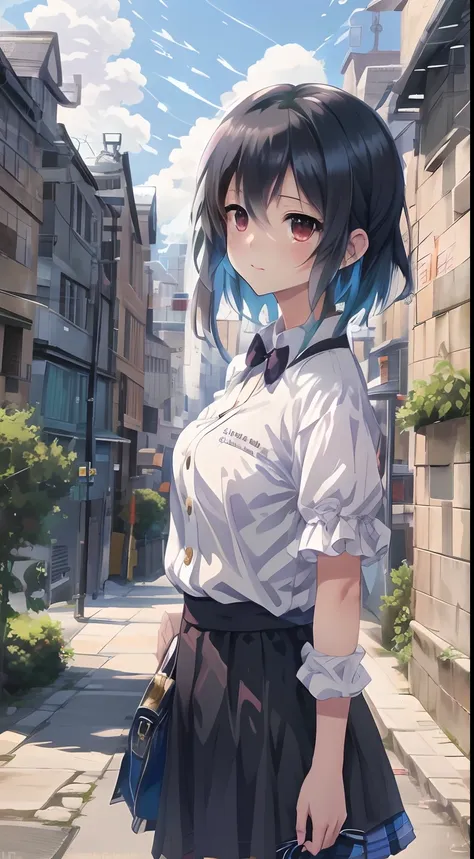 Anime girl in short skirt and shirt standing in the street, style of anime4 K, anime moe art style, 4k manga wallpapers, Anime style. 8K, 4K anime wallpaper, Anime art wallpaper 8 K, Guviz, Best anime 4k konachan wallpaper, portrait anime girl, Anime art w...