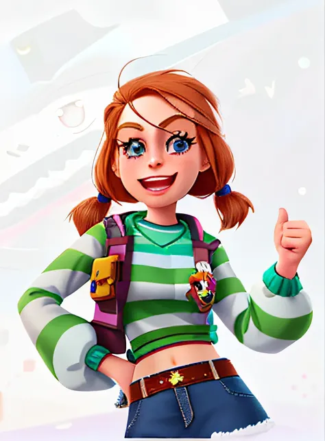 cartoon girl gives a thumbs up, abigail from stardew valley, highly detailed character, official character art, render of a cute...