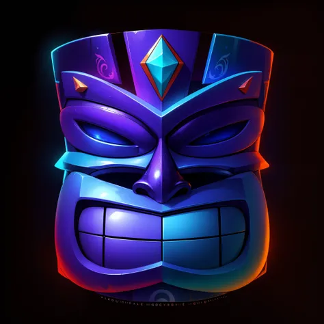 Mayan Totem，vibrant with colors，blue colors，bright，league of legends splashart，gameicon，tmasterpiece，HighestQuali