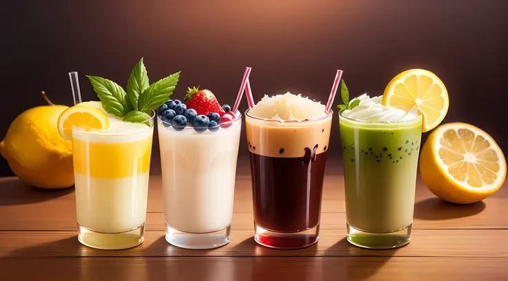 #### 3 - Tricolor milk tea
- Mix three different colors of milk tea together，Such as matcha、Black tea and vanilla flavor。
- Creates a distinct gradient of milk tea colors。
- Pour into a clear glass，Start at the bottom，Every layer of color is clearly visibl...