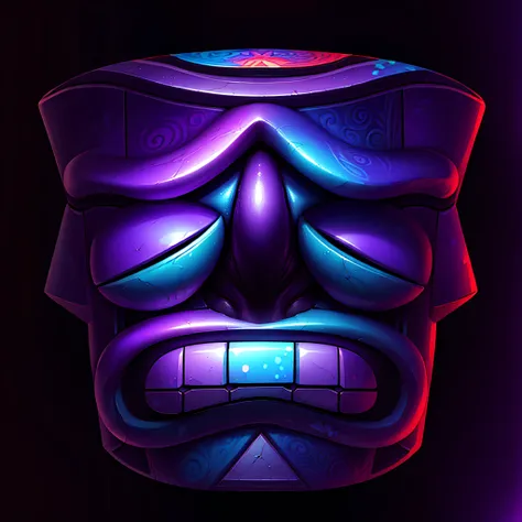 Mayan Totem，vibrant with colors，purpleish color，Bright，league of legends splashart，gameicon，highest masterpiece，HighestQuali，lisses