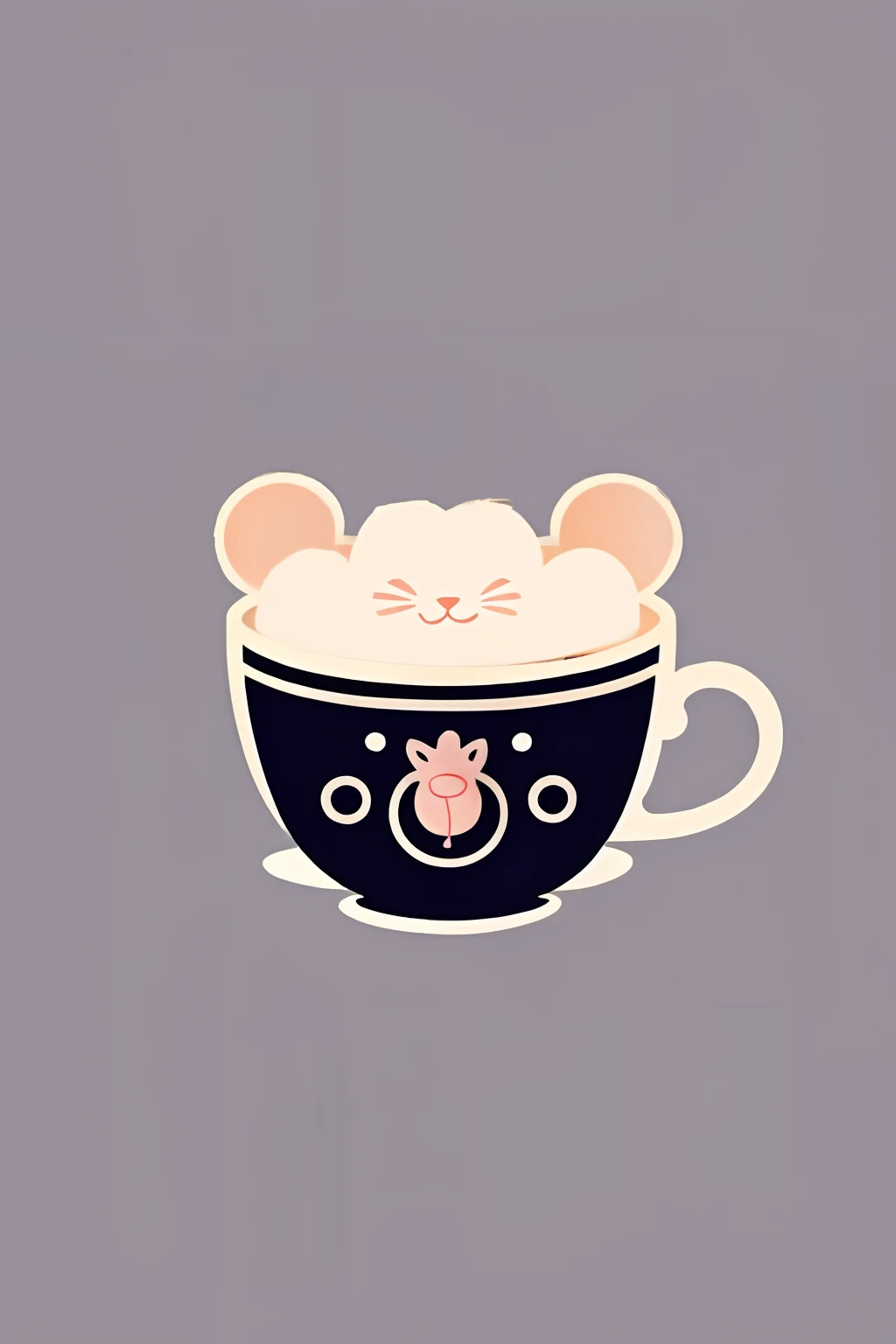 close-up in the cup, the cat is drinking tea, cafe for mice, anthropomorphic mouse, cute mouse pokemon, mouse, mouse face, inspi...