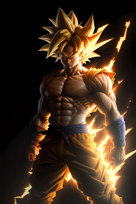 masterpiece, best quality, goku, super Saiyan, yellow hair