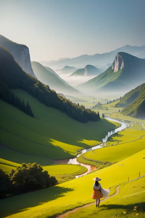 As I walked through the tranquil valley，I was blown away by the sight in front of me。Vast grasslands spread beneath my feet，Its like an endless green carpet。light breeze，The blades of grass sway gently，Its like natures breath。The mountains in the distance ...