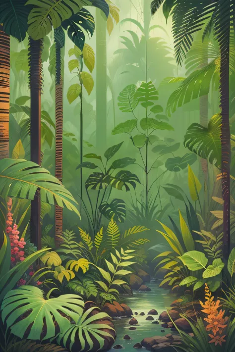 Indonesian illustration rainforest background