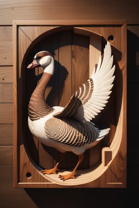 wood segmentation artwork  of a goose