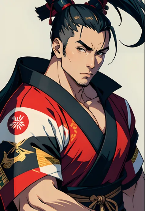 Handsome kimono samurai musculaire