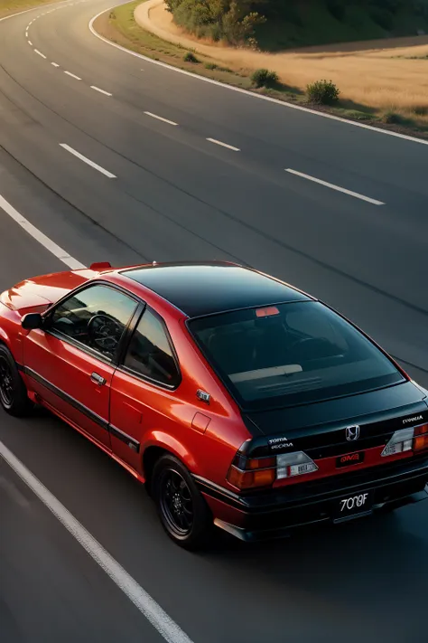 honda civic running on japanese highway, hyper realistic