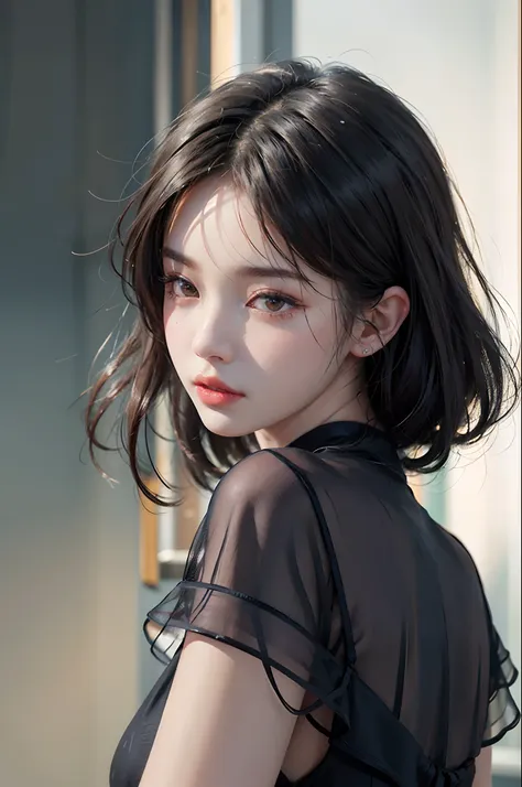 arafed woman in a black dress posing for a picture, a photorealistic painting inspired by yanjun cheng, artstation, digital art,...