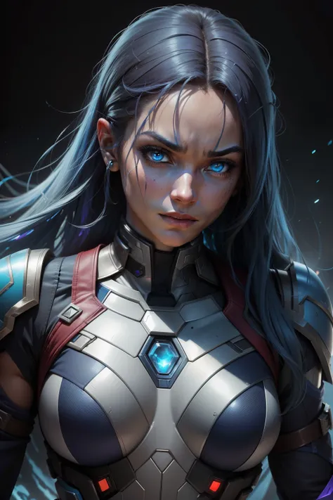 com nebulosa pele azul, Do Universo Marvel, is a cyborg with blue skin and a dark past linked to Thanos. Known for her superhuman strength and technological abilities, she oscillates between loyalty and conflict with her sister Gamora. a complex character ...