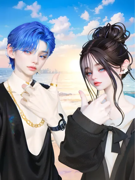 there are two people that are standing next to each other, imvu, nixeu and sakimichan, e-Girl, e - girl, second life avatar, Anime style. 8K, realism artstyle, anime styled 3d, anime styled」, ig studios anime style, secondlife, anime vibes, [ Digital Art ]...