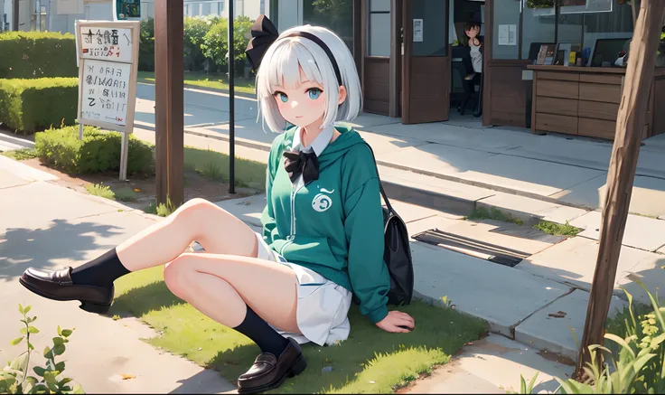 1girl,konpaku youmu,bobby socks,loafers