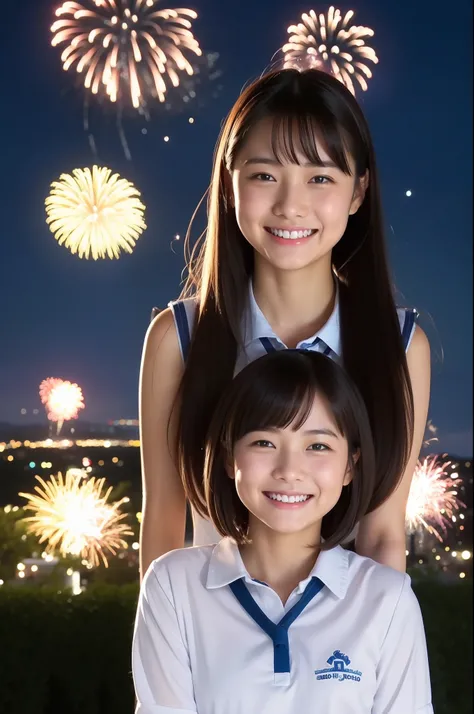 A smile、hi-school girl、While doing fireworks、mare