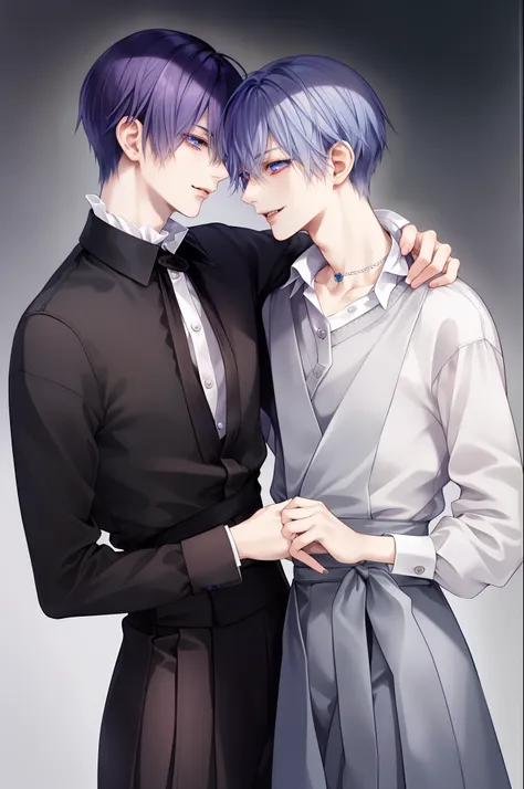 ​masterpiece, top-quality, 2others, male couple, 1 man and 1,, adults, height difference, different fashion, different color, fi...