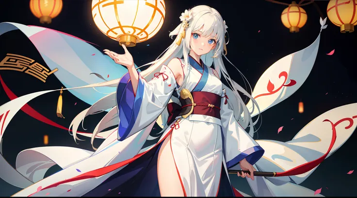 1girll，(Hanfu)，with light glowing，Sideslit，Wallpapers。