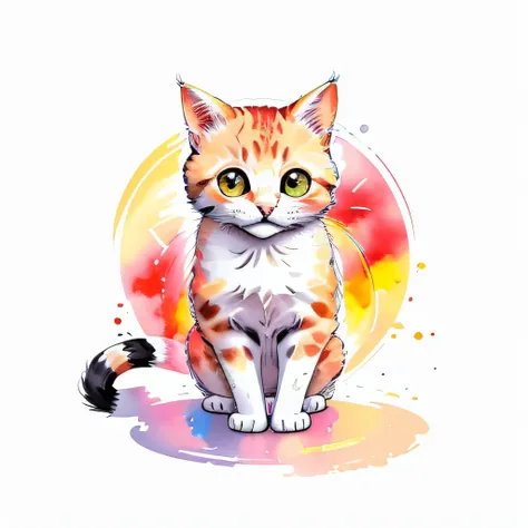 circular design, logo art, (cat design with peach),(on the table), fantasy, colorful, vintage,  charming: white background, lowbrow art, digital illustration, radiant; gouache, 16k, minimalistic, doodle, CGSociety, solarpunk, crispy quality, sharp, bright,...