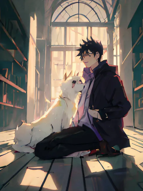1boy, (full - body: 1.2),In the style of Sui Ishida: 1.2, focused on face, ((((Best Quality, Masterpiece)))), Megumi: 1.2, black hair, Elaborate portrait, Black Eyes, brawn, manly, looking a viewer, Gloomy mood, purple backdrop, Magic Battle, Fan art, dram...