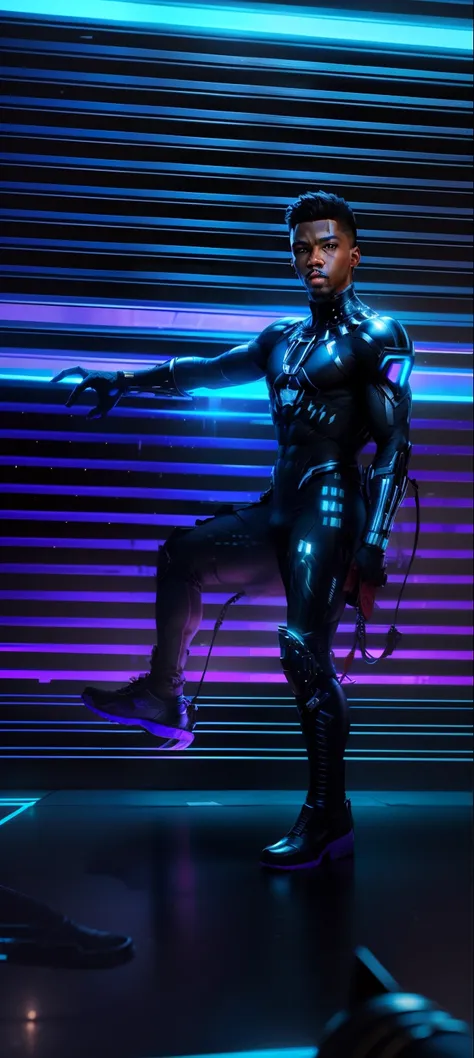 Background change, cyberpunk handsome boy with black Panther,face realistic,8k,