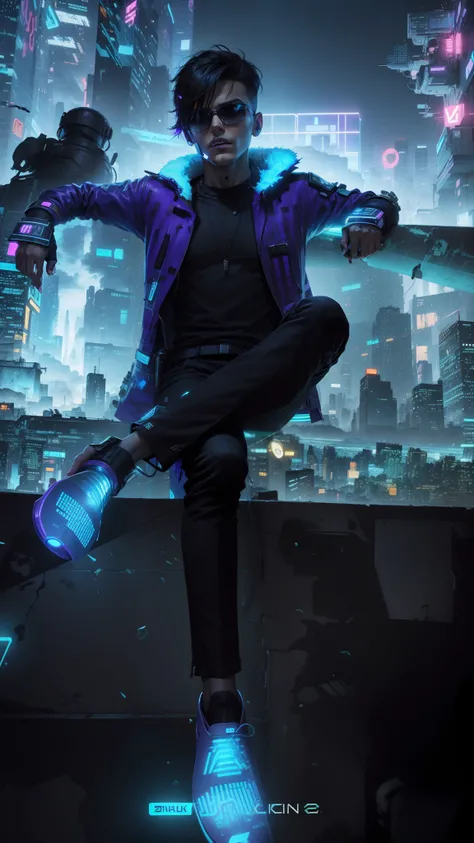 Change background cyberpunk handsome boy rial stick face