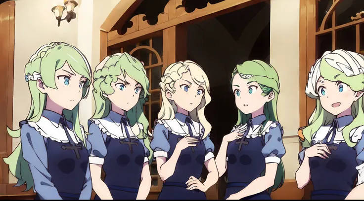 diano_cavendish, 5girls, group, sisters, quintuplets, green hair