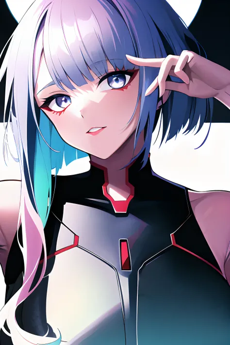 anime girl posing for photo with blue hair and purple eyes, ayanami, portrait anime space cadet girl, ssss.gridman, rei ayanami,...