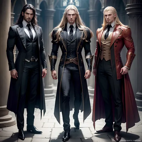 Castlevania Seigneur des ombres handsome muscular full dress outfit convers full body publicity