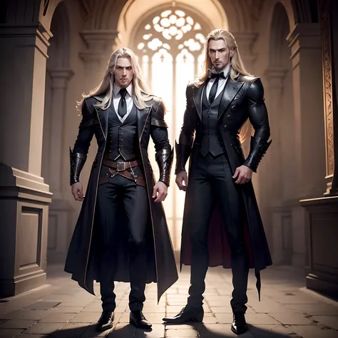 Castlevania Seigneur des ombres handsome muscular full dress outfit convers full body publicity