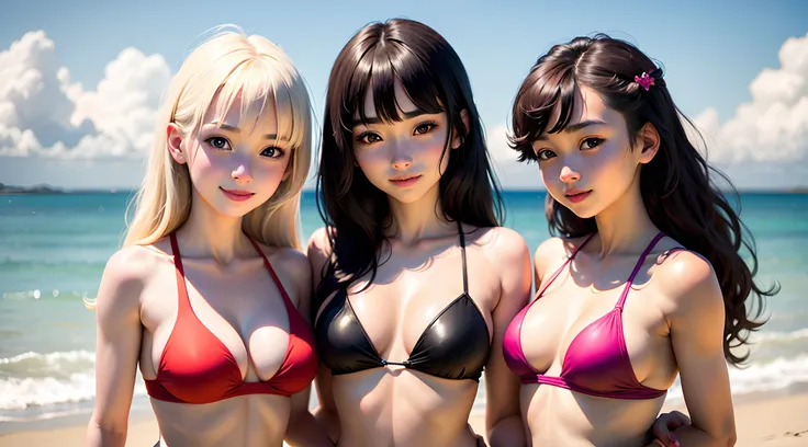 (girls in full grow:1.5), thultra-realistic, there are two girls, cute girls, one European girl, one half Korean, elementary school girls, cute and lovely, lovely and cute, two schoolgirls, cute and adorable, young and cute, cute faces, cute beautiful, two...