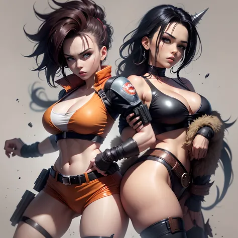 Scarlett Johansson as Lara croft consists of - Dragon ball characters style, hand drawn, pencil ink style,  Vegeta hair, Prince Vegeta, Dragon Ball Art Style, Wild Spike Black Saiyan Hair, Akira Toriyama style, Dragon Ball concept art, inspired by Seki Tor...