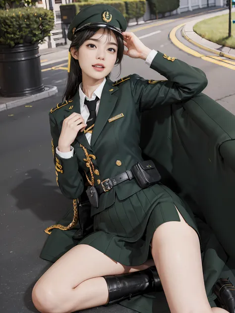 Usually detailed CG Unity 8K wallpaper，（tmasterpiece），（best qualtiy），（ultra - detailed），（Ultra photo realsisim），（best character detail：1.36），Nikon D750 f / 1.4 55mm，profesional lighting， physically-based renderingt, 1girll, Female soldier，army suit，Dark gr...