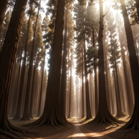 (extremadamente detallado, obra maestra, La mejor calidad, Tono sepia) bosque enorme, Trees with a human face, ruinas. Daytime Lighting.