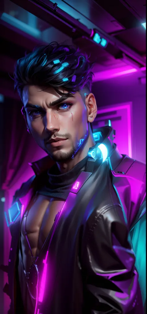 Change background cyberpunk handsome boy, realistic face, 8k ultra realstick