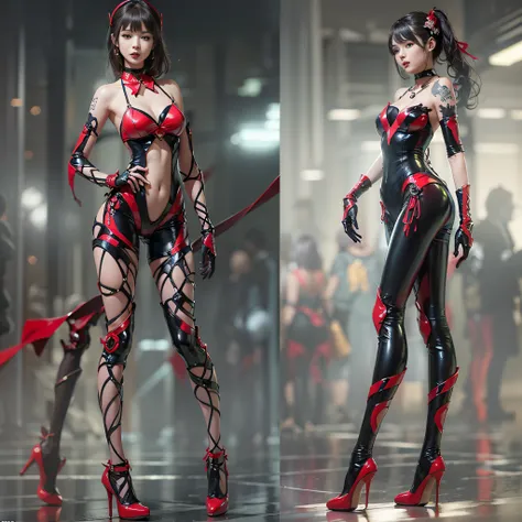 ((​masterpiece:1.4)、(top-quality:1.4)、(reallistic:1.7))、a beauty girl、Sexy Daughter、Super beautiful girl、1girl in:1.4、Super sexy costumes、Glossy luxury latex、Luxury Latex Bodysuit、By Luis Royo、age19、Super Ultra Ultra Bikini、(Looking Back Beauty:1.4)、Cute t...