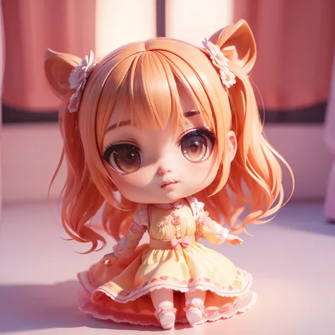 (((chibi 3d))) Cute and beautiful face,Big bright eyes,Chibi Anime//masutepiece,ultra-detailliert,prize winning,Womens Autumnside Checkers, Long length, Maxi dress//fashionshow