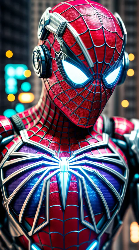 (cyborg: 1.2) spider-man robot, (((kinetic))), full body masterpiece, high definition, 8k, very high quality, high detail face, sharp, dof, depth_offield, midday style , cinematic, contrasting, detailed, 8k , sharp focus, cyberpunk, emitting detail glow, i...