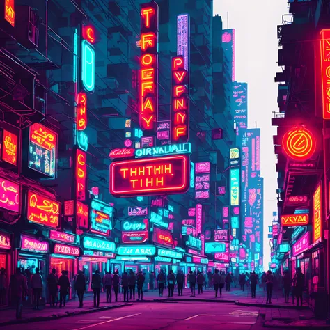 Cyberpunk digital art of a neon-lit city with the text "Cairo Thrifting", highlighting the contrast between traditional and futuristic