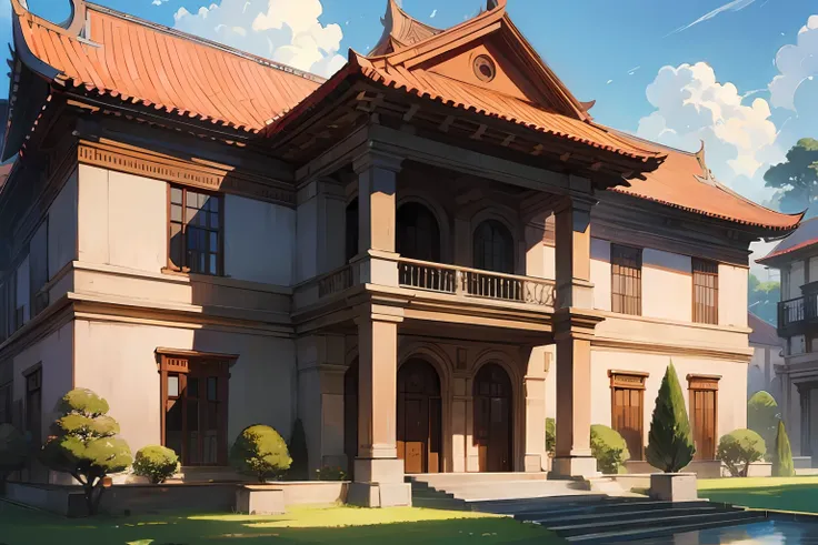 a mansion, marrom, estilo anime