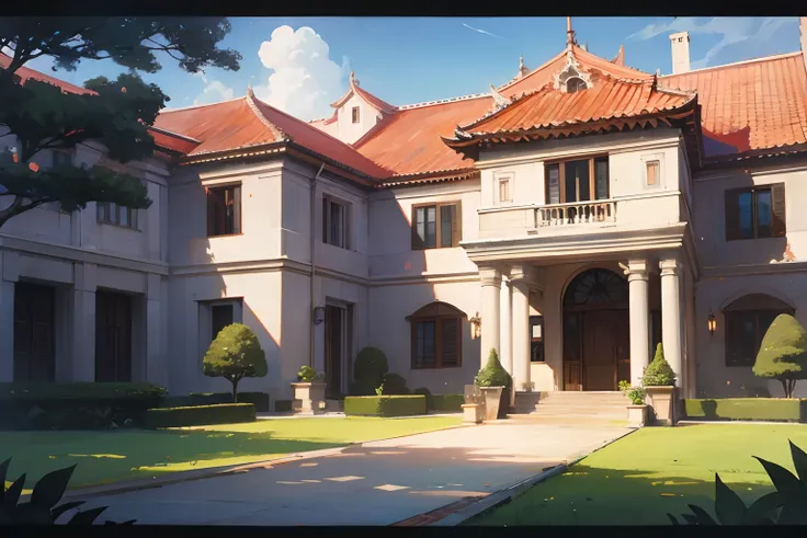 a mansion, marrom, estilo anime