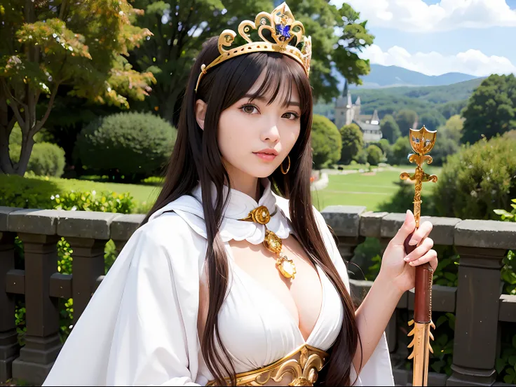 (masutepiece), Professional , ​masterpiece、top-quality、photos realistic , depth of fields （Gemstone Silver Metal Body:1.９),(Matte White、Jewel Gold Weapon、（Gorgeous castle background）、（ultimate beauty girl）、（Jewel Metal Body:1.４),Gorgeous Jewel Metal Weapon...