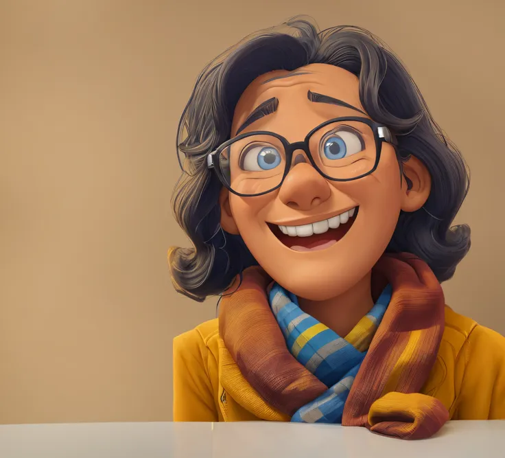 a closeup of a cartoon character with glasses and a scarf, arte oficial do personagem, personagem de close up, retrato headshot ...