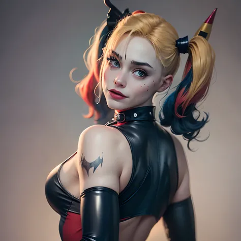 realistic harley quinn, well defined body, beautiful butt, real skin and texture  - --auto --s2