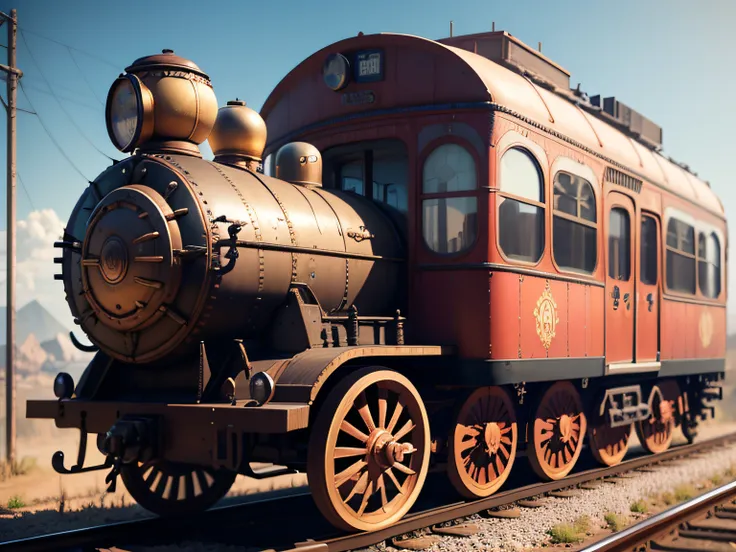 arafed train with a cartoon face on the side of it, hyper detailed 3 d render, hyper detailed 3d render, 3d sculpt of a circus wagon, biomechanical railroad, an ambient occlusion render, art nouveau octane render, detailed intricate render, 3d rendered ste...