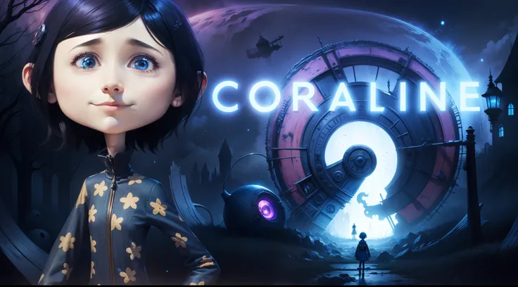 coraline, movie, fantasy, background, portal, neon