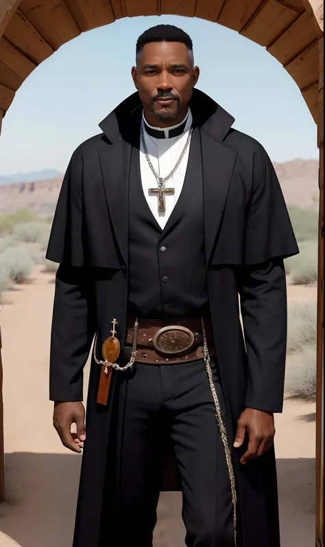 1man, black man, priest, wild west, 60 year old,