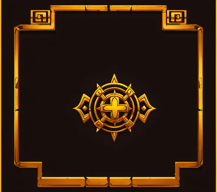 （对称）, Absolute symmetry，Clean black background，ornate gold border, squared border，tmasterpiece，best qualityer，mayan style